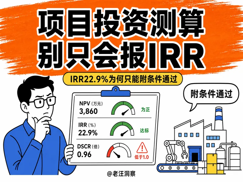 项目投资测算:IRR 22.9% 为什么还只能「附条件通过」?-小微之家 | 汪斌带你开公司 | 老汪洞察