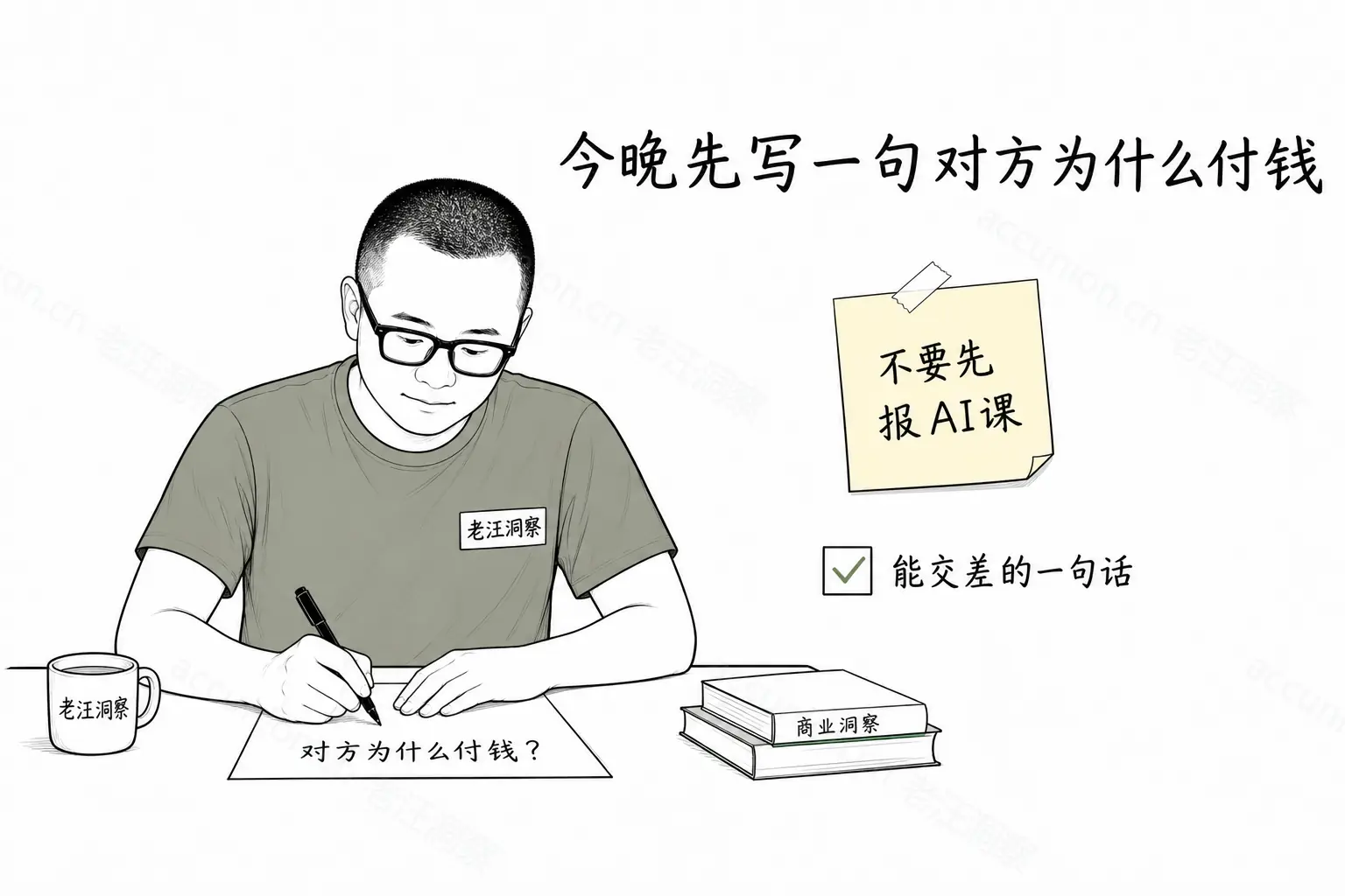 今晚先写一句对方为什么付钱