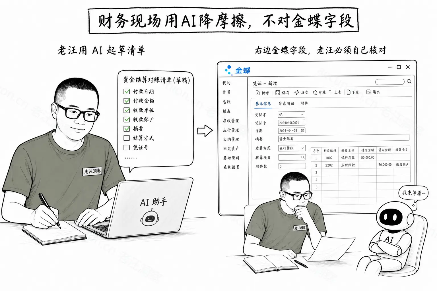 财务现场用AI降摩擦,不对金蝶字段