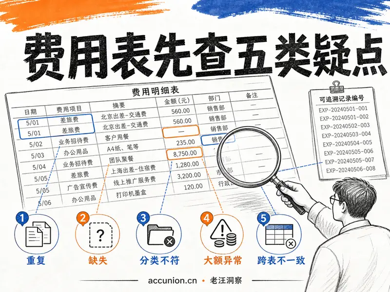 WorkBuddy费用表检查实操：5类疑点、误报边界与可追溯清单-小微之家 | 汪斌带你开公司 | 老汪洞察